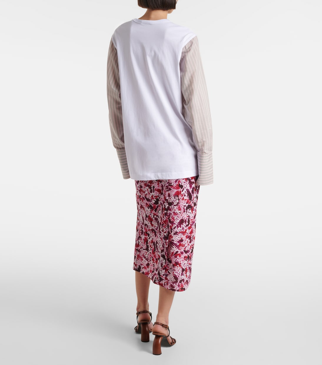 Футболка из хлопковой смеси с деконструкцией Dries Van Noten, белый — фото 3