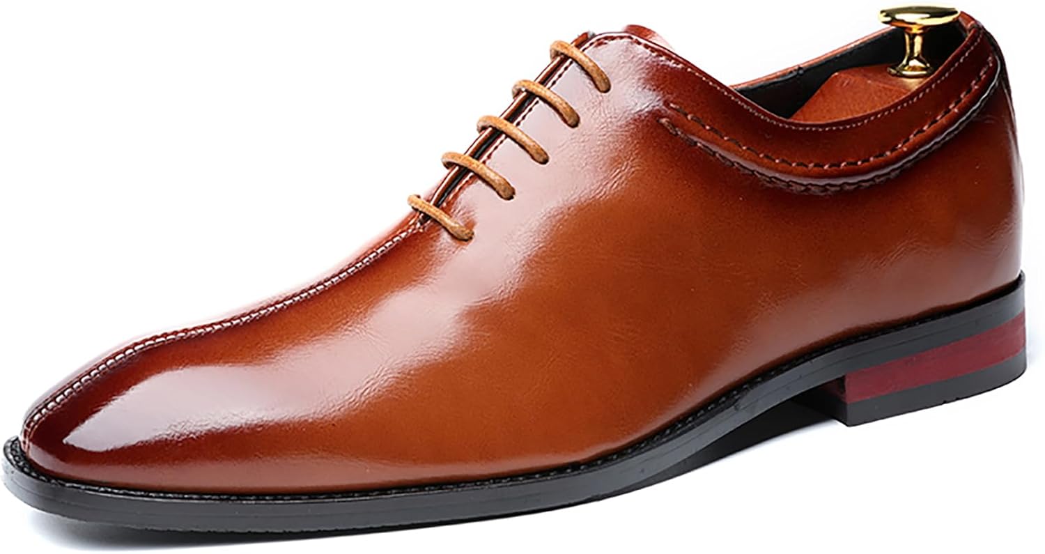 

Мужские классические туфли Мужские деловые оксфорды Деловые туфли из лакированной PU-кожи для мужчин Generic, коричневый