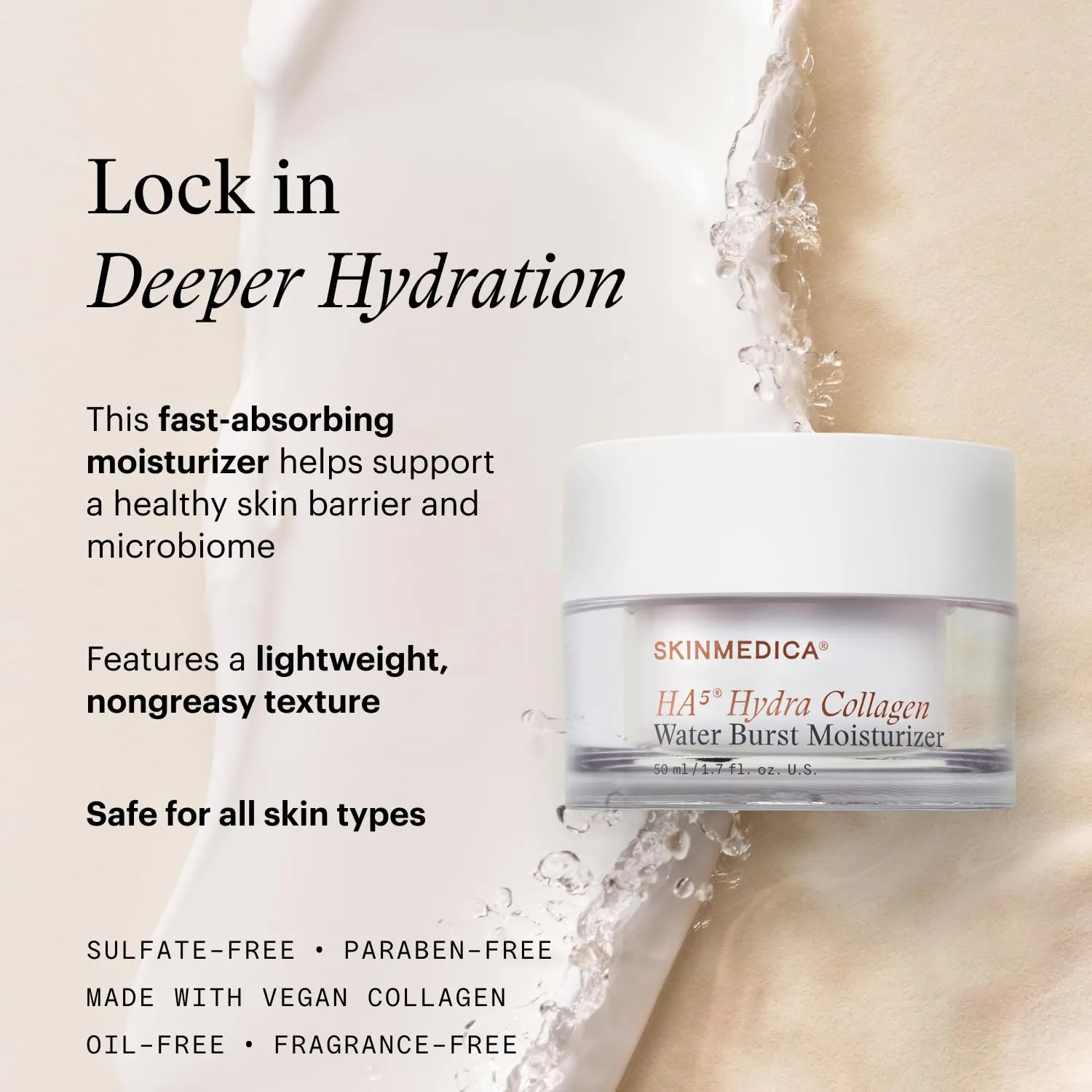 Крем для лица Skinmedica — HA⁵ Hydra Collagen Water Burst увлажняющий с веганским коллагеном, 50 мл — фото 3