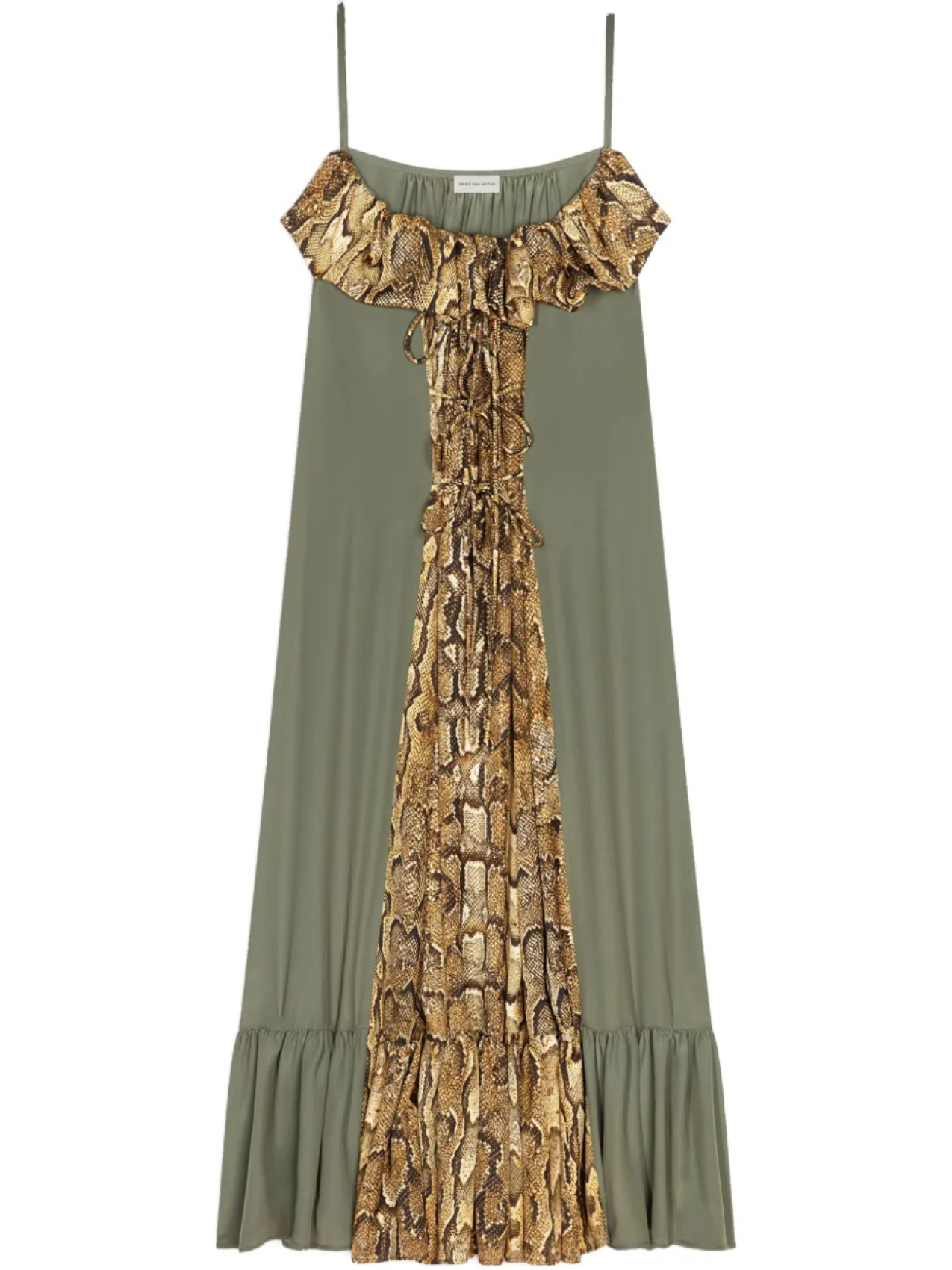 

Платье миди с оборками DRIES VAN NOTEN, зеленый