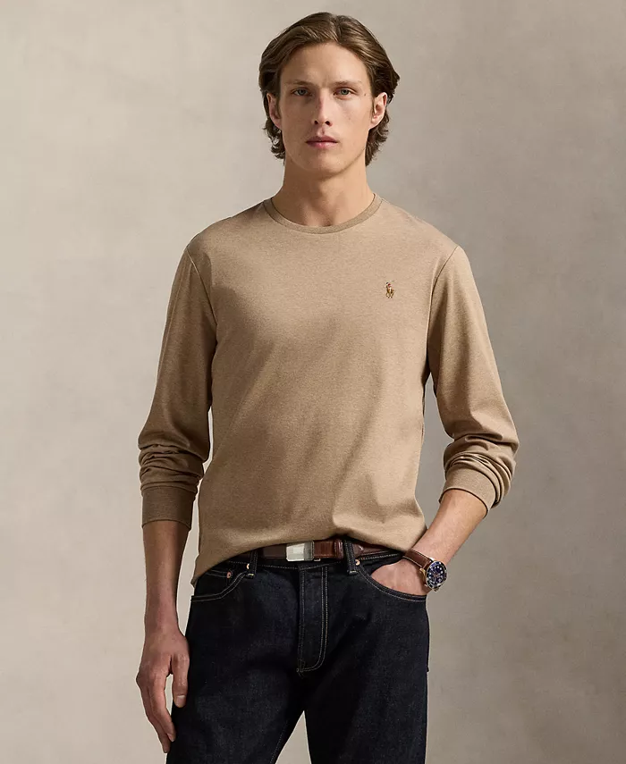 

Мужская футболка Custom Slim Fit из мягкого хлопка Polo Ralph Lauren, коричневый