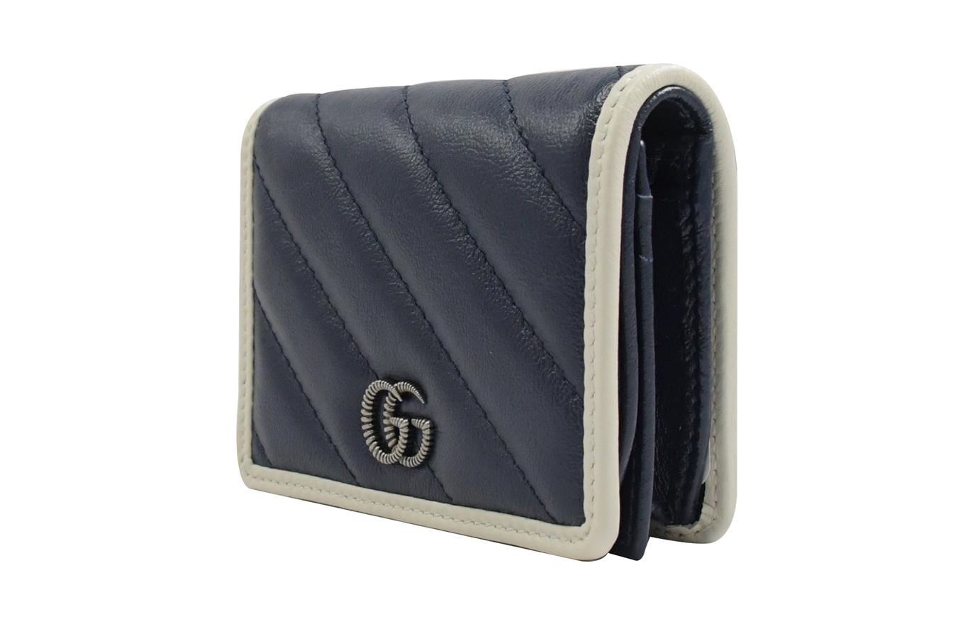 GUCCI Кожаный картхолдер GG Marmont для женщин сине-белый — фото 3