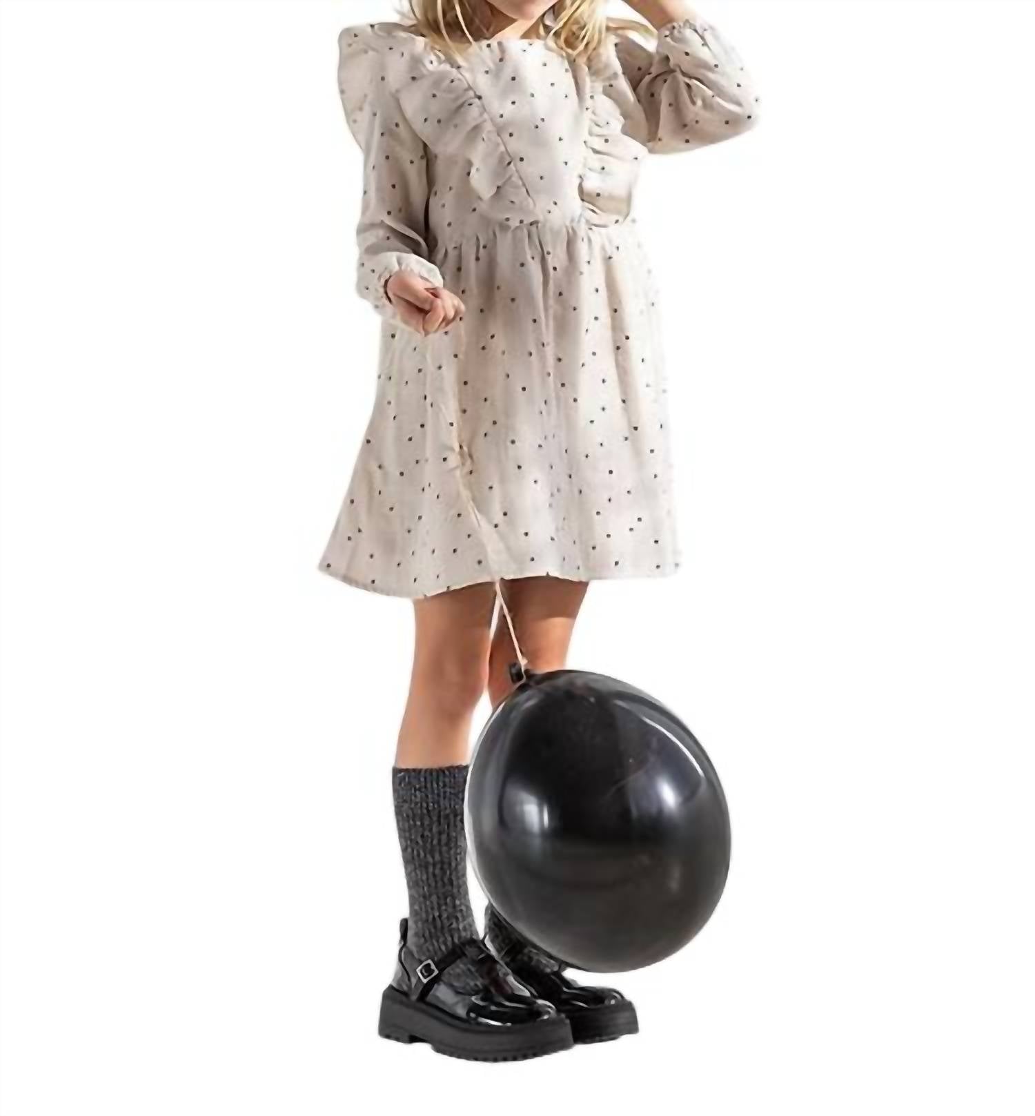 

Детское платье в горошек белое Petit Indi