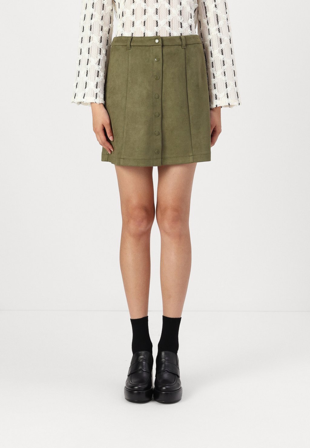 

Мини-юбка ONLINA SUEDE BUTTON SKIRT ONLY, хаки