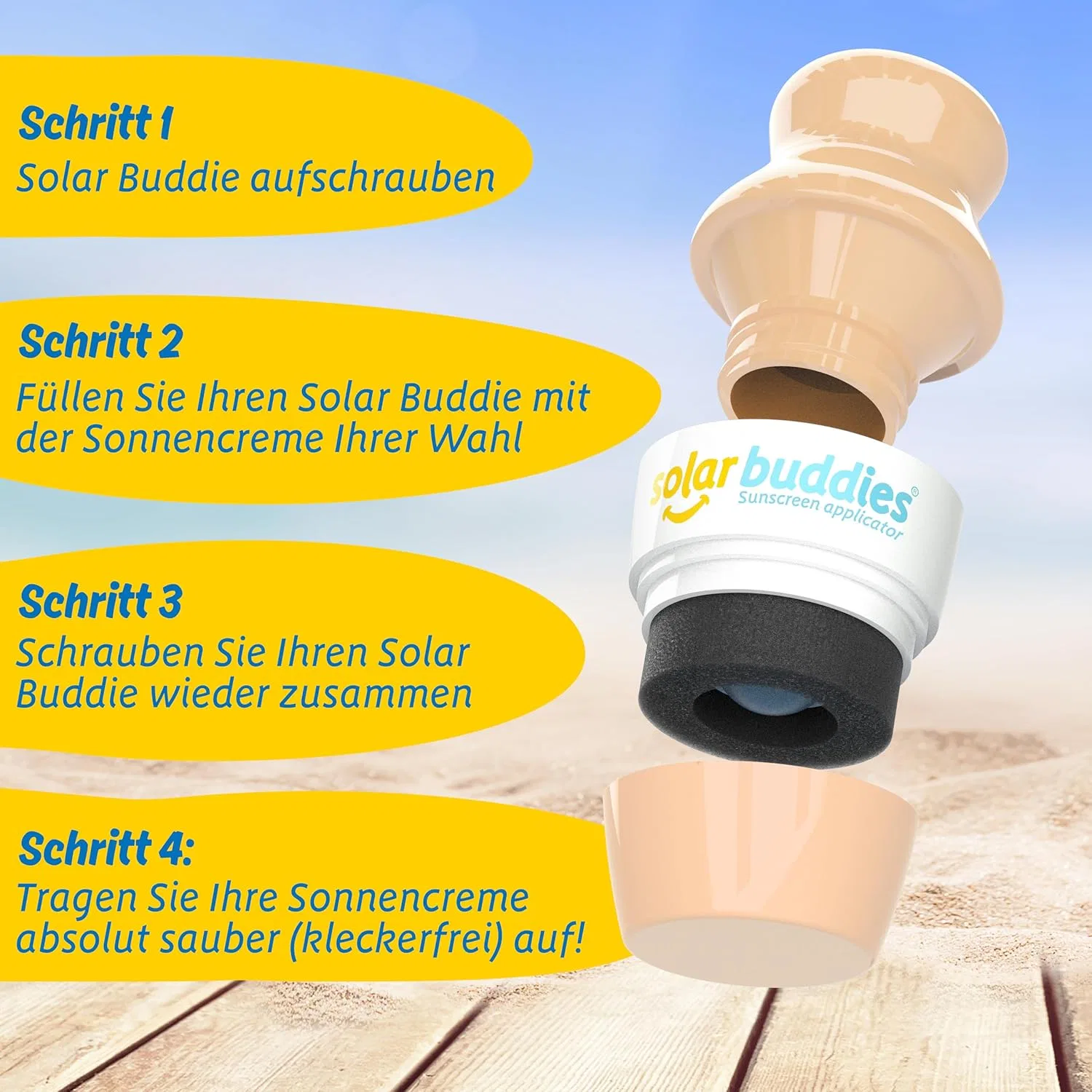 Набор из трех аппликаторов для солнцезащитного крема Solar Buddies, фиолетовый, нюдовый, розовый Solar Buddies, Triple Purple, Nude, Pink Full Set — фото 4