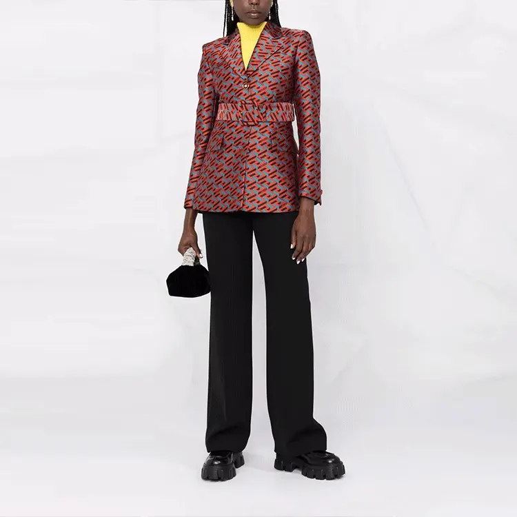 Versace Женские деловые костюмы, черный костюм, воротник средней высоты — фото 4