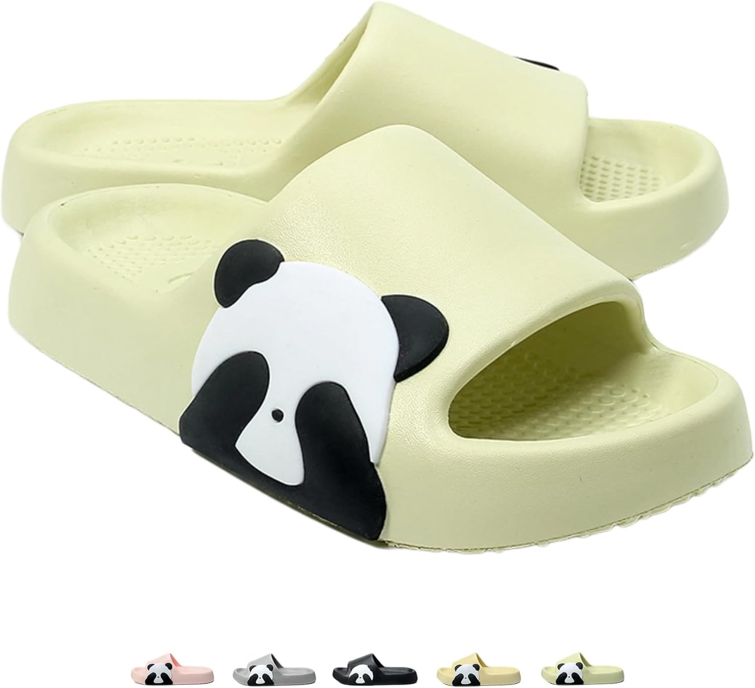 

Iwhgrmp Милые тапочки с пандой для женщин и мужчин, для дома и улицы, для душа, с нескользящей подошвой, очаровательные мультяшные слайды с пандой, удобные летние домашние сандалии для пары, зеленый