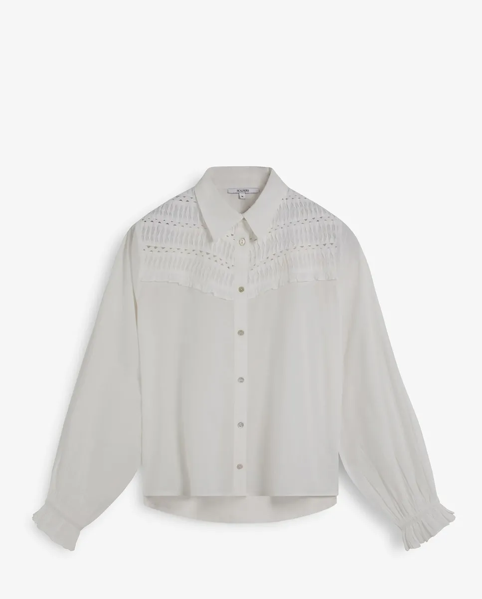 

Женская блузка с сборками и воланом Scalpers, белый