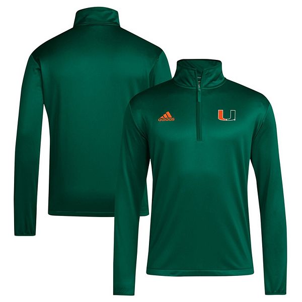 

Мужская зеленая куртка quarter-zip Miami Hurricanes 2024 coaches sideline Adidas