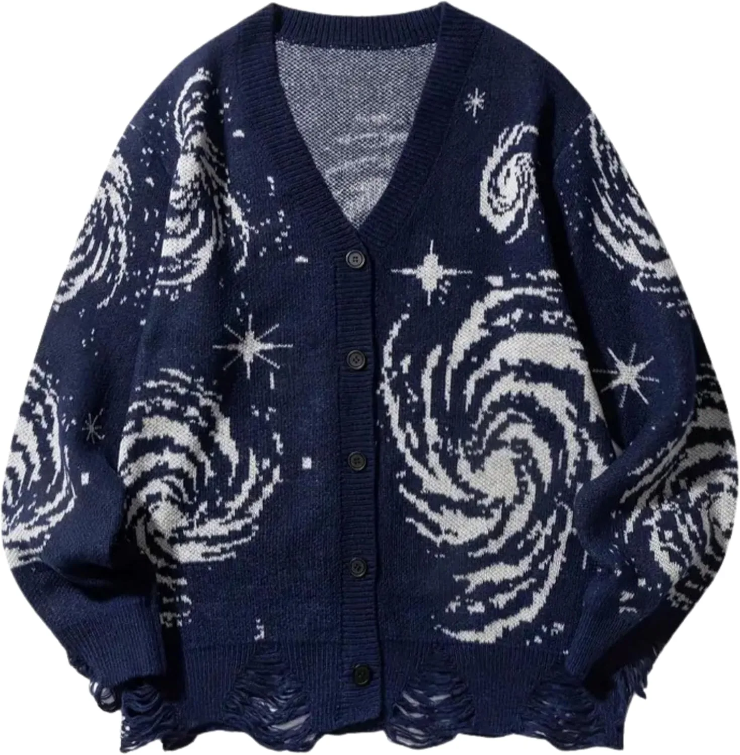 

BAIMORE Y2K ретро кардиган со спиральным узором и бахромой