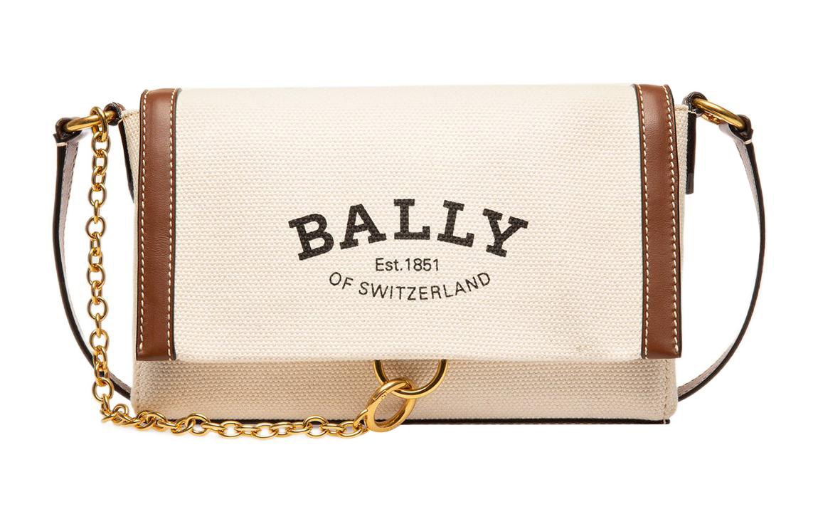

BALLY Тканевая сумка через плечо с кожаной вставкой женская бежевая