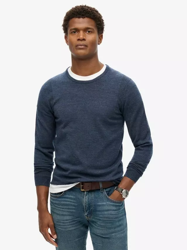 

Джемпер Superdry Merino Wool Blend Crew, цвет richest navy