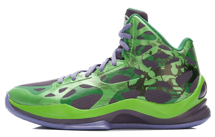 

Баскетбольные кроссовки мужские среднего размера зеленые/фиолетовые Lining