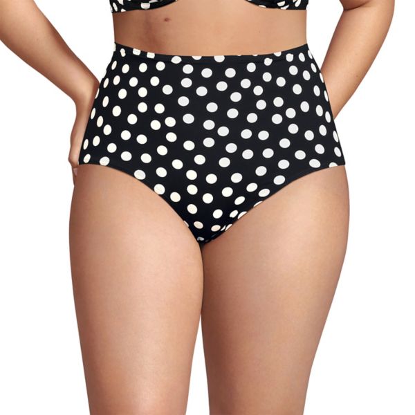 

Плавки с высокой талией больших размеров Lands' End, цвет black white dots