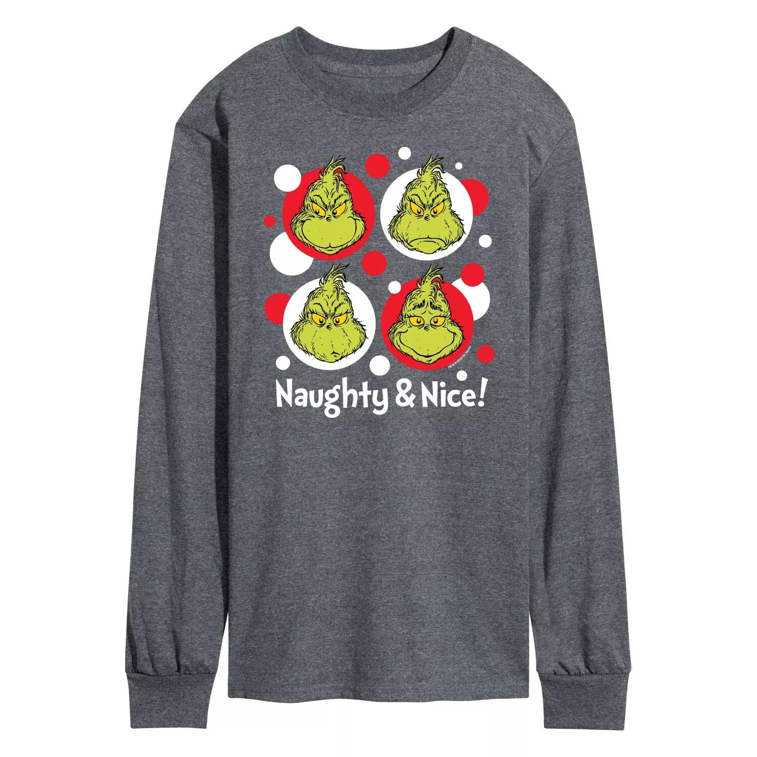 

Мужская футболка Dr. Seuss Grinch Naughty & Nice с длинными рукавами Licensed Character