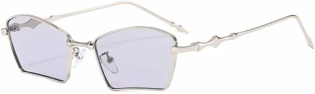 

Роскошные женские солнцезащитные очки неправильной прямоугольной формы в металлической оправе, модные мужские очки в стиле панк для путешествий и вечеринок, защита от УФ-излучения UV400 TVTBBVV, Silver Light Gray