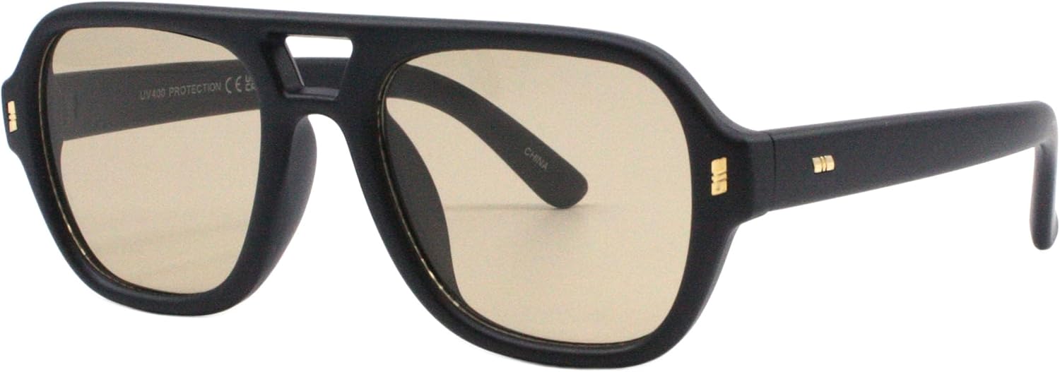 

Солнцезащитные очки PASTL в стиле ретро, ​​квадратная оправа, плоская верхняя часть, переносица в форме замочной скважины, защита от ультрафиолета UV400, Matte Black (Beige)