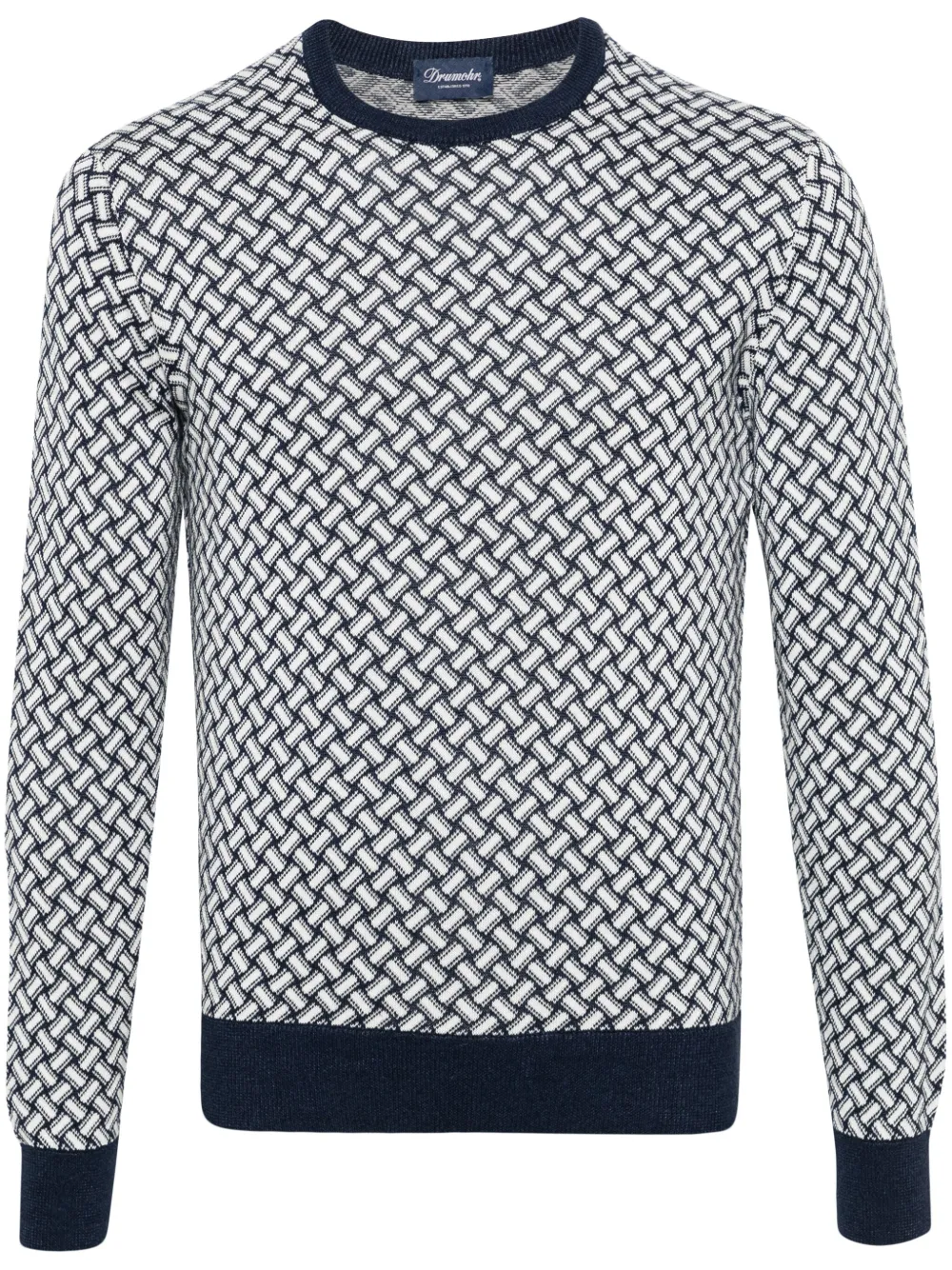 

Джемпер вязки интарсия с круглым вырезом Drumohr, синий