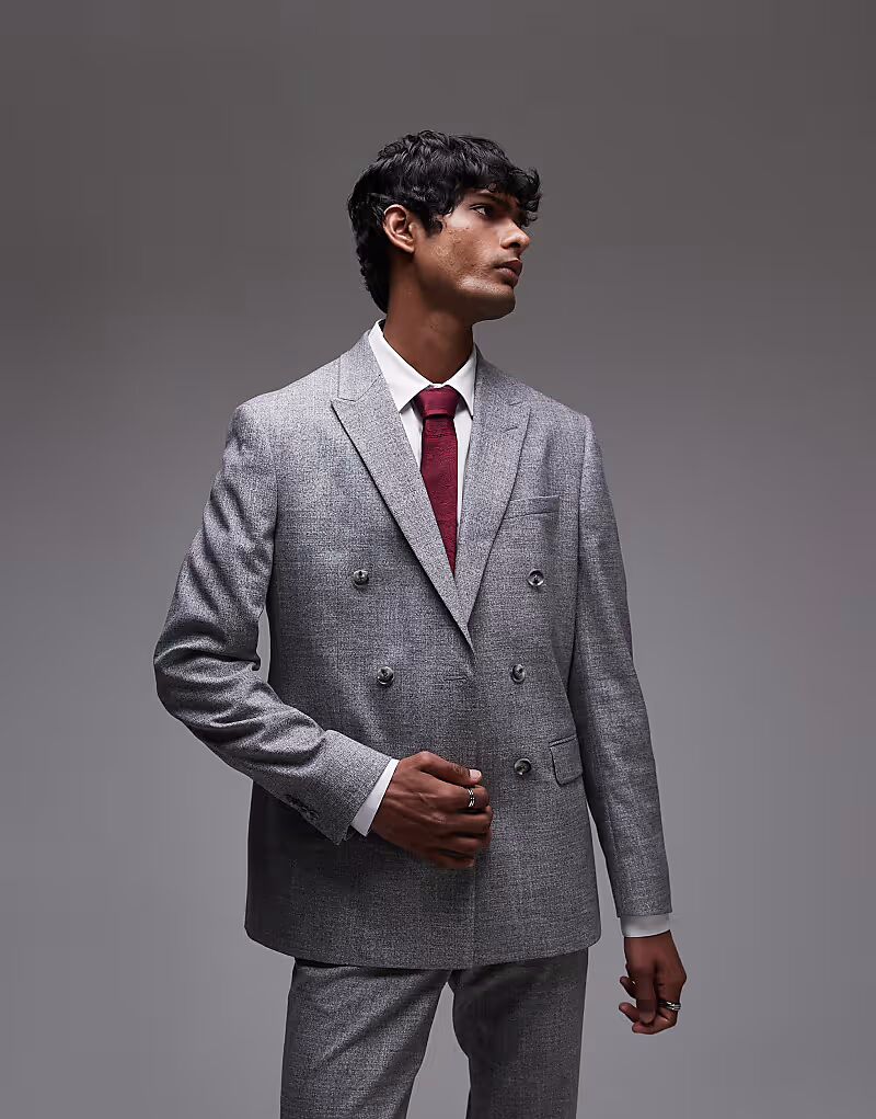 

Узкий фактурный пиджак Topman серого цвета