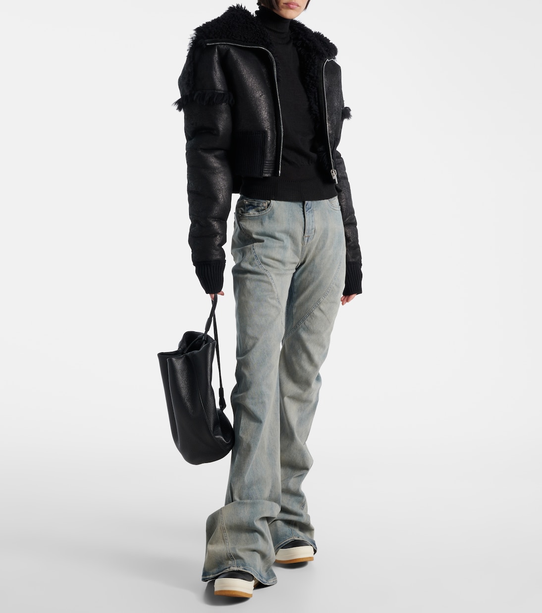 Кожаные кроссовки Geobasket Rick Owens, Black/Milk — фото 3