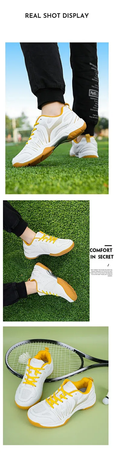 Спортивные кроссовки для бадминтона и зала, White/Gold — фото 3