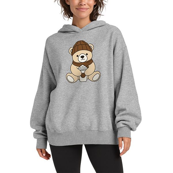 

Женский оверсайз худи с принтом мишки Licensed Character, Athletic Heather