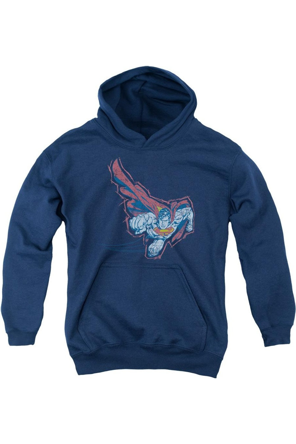 

Молодежная толстовка с капюшоном Superman Scribble & Soar Gildan, темно-синий