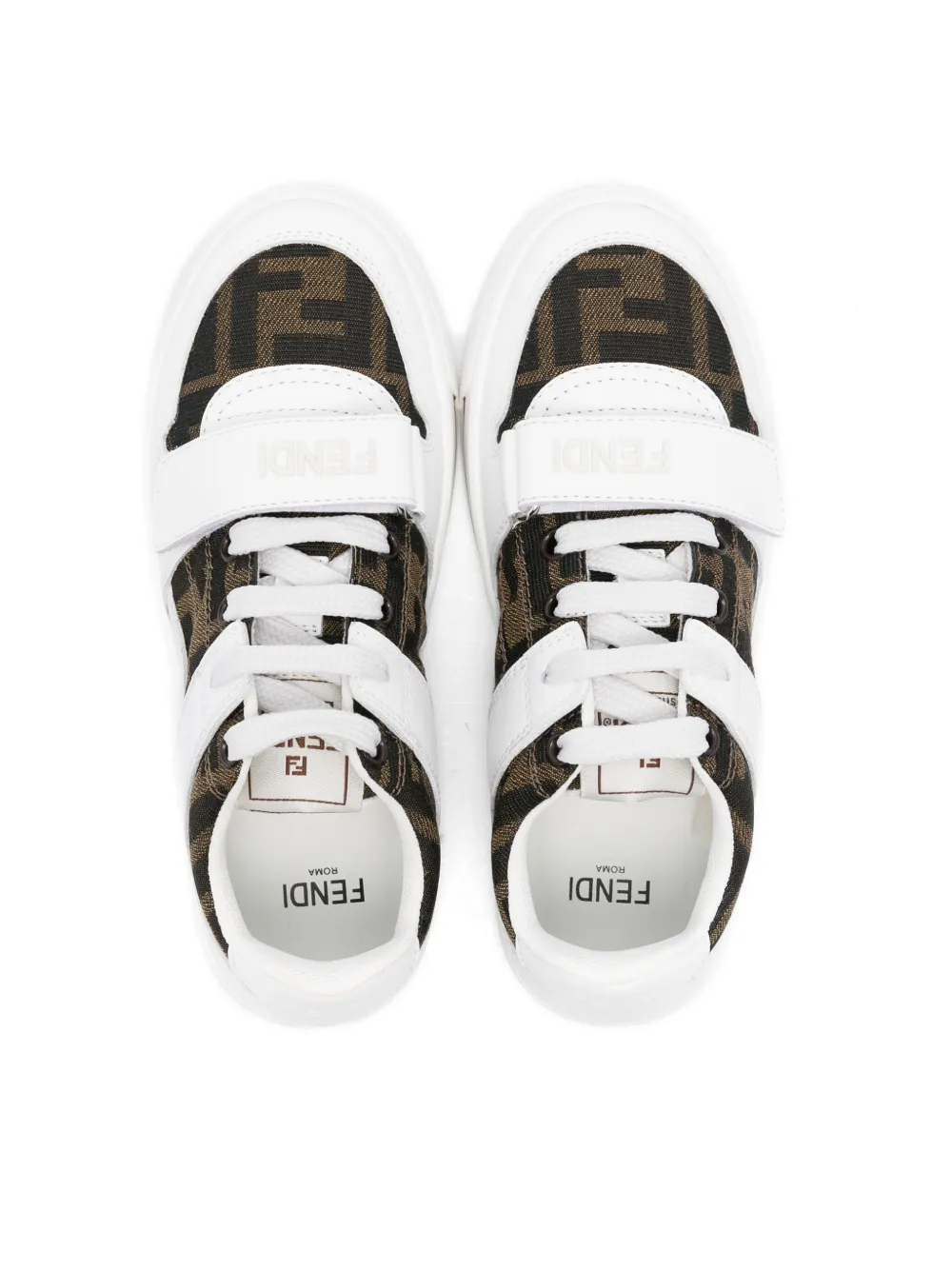 Кроссовки с жаккардовым логотипом FF FENDI KIDS, белый — фото 3