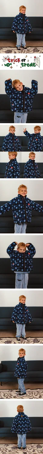 Детская тёмно-синяя флисовая куртка Bb Figure All-Over от Belita&Boys — фото 2