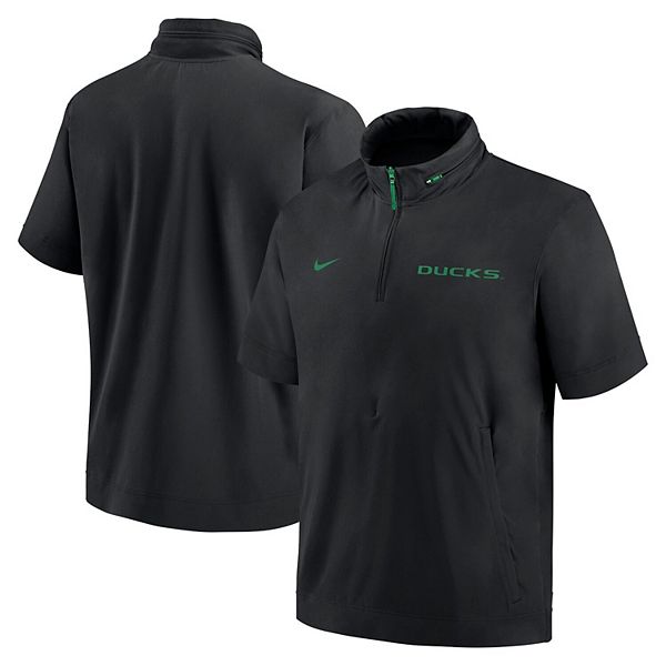 Мужская черная толстовка Oregon Ducks 2024 Sideline Coach с коротким рукавом и полумолнией Nike