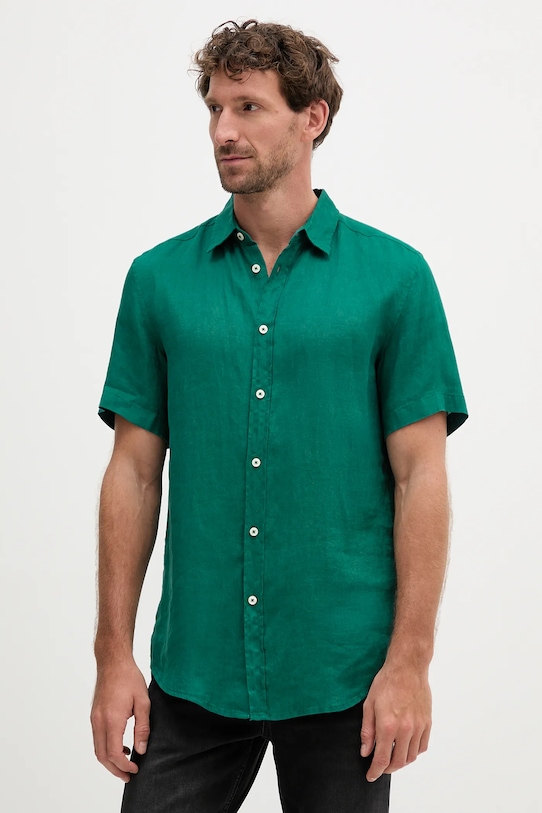 

Льняная рубашка United Colors of Benetton, бирюзовый