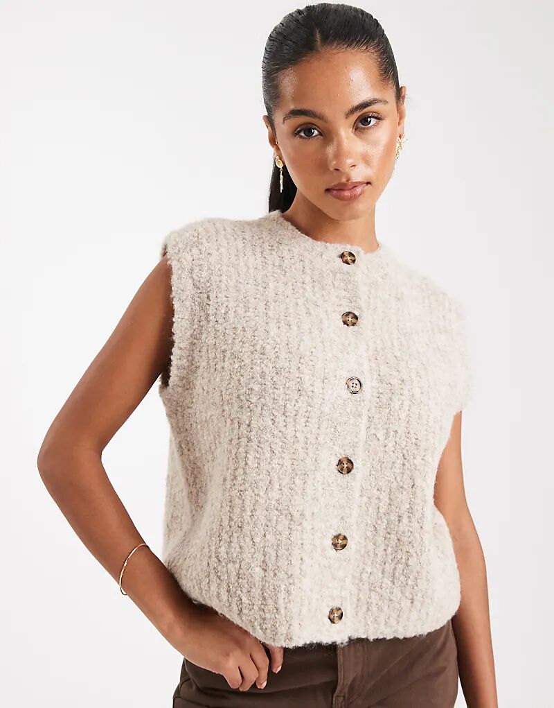 

Жилет свободного кроя из букле ASOS DESIGN цвета зефир