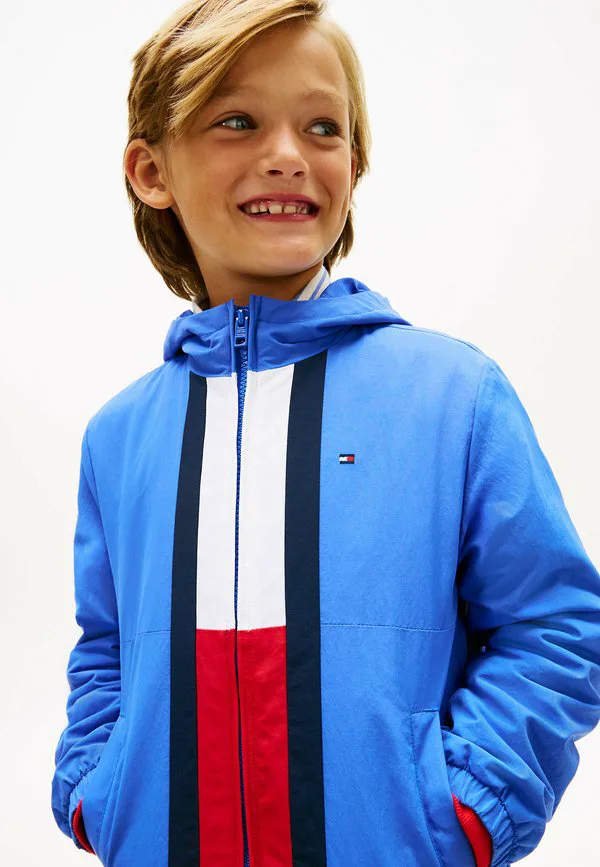 Летняя куртка с капюшоном и цветными блоками и флагом Tommy Hilfiger, Empire Blue — фото 4