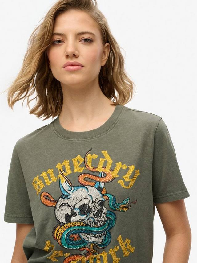Футболка Relaxed в стиле Neo Trad Tattoo Superdry, Beetle Green Slub — фото 4