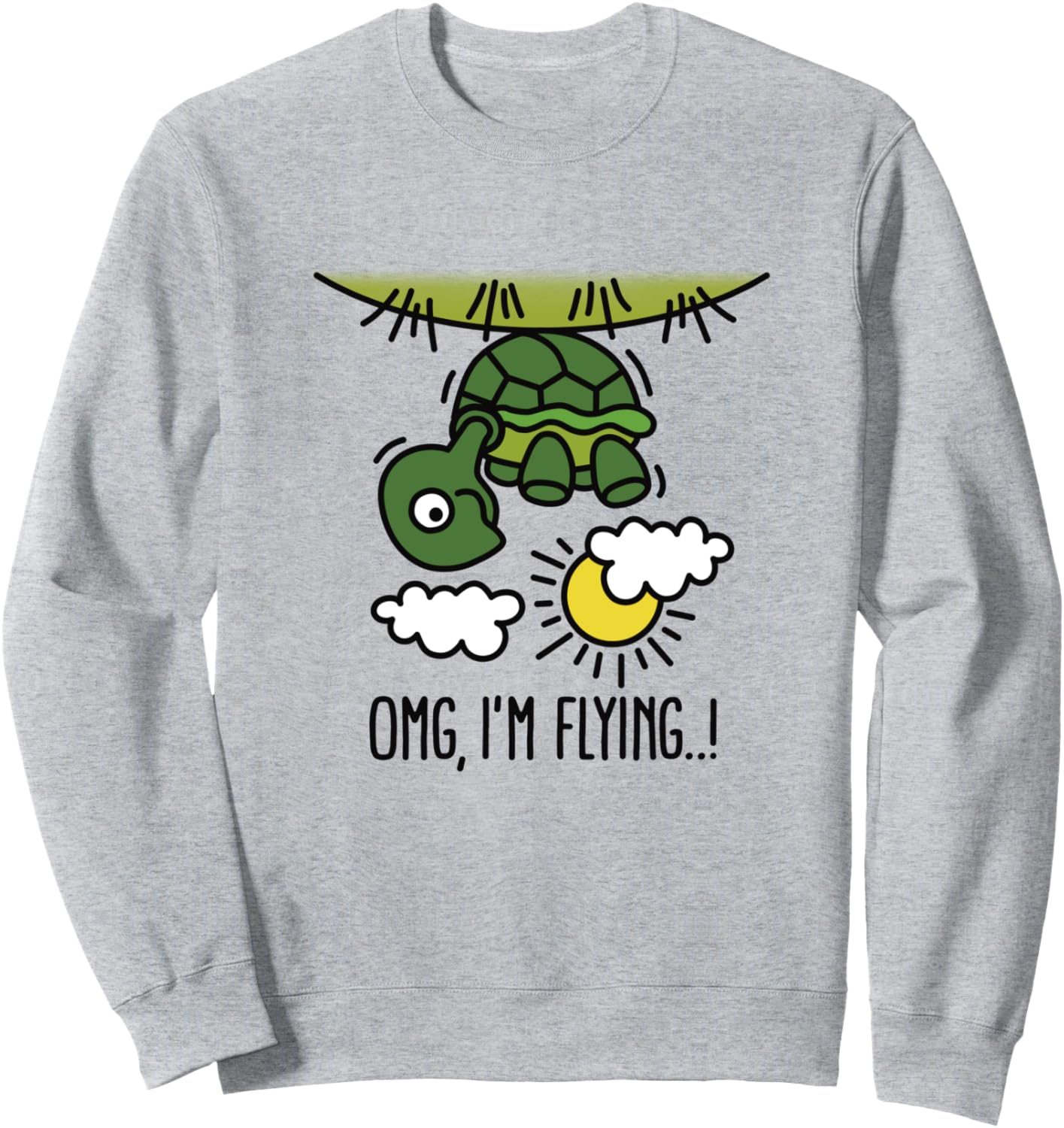 

О боже, я лечу! О боже! Милая толстовка с летающей черепахой! Funny Happy Positive Turtle Turtle Lover, серый