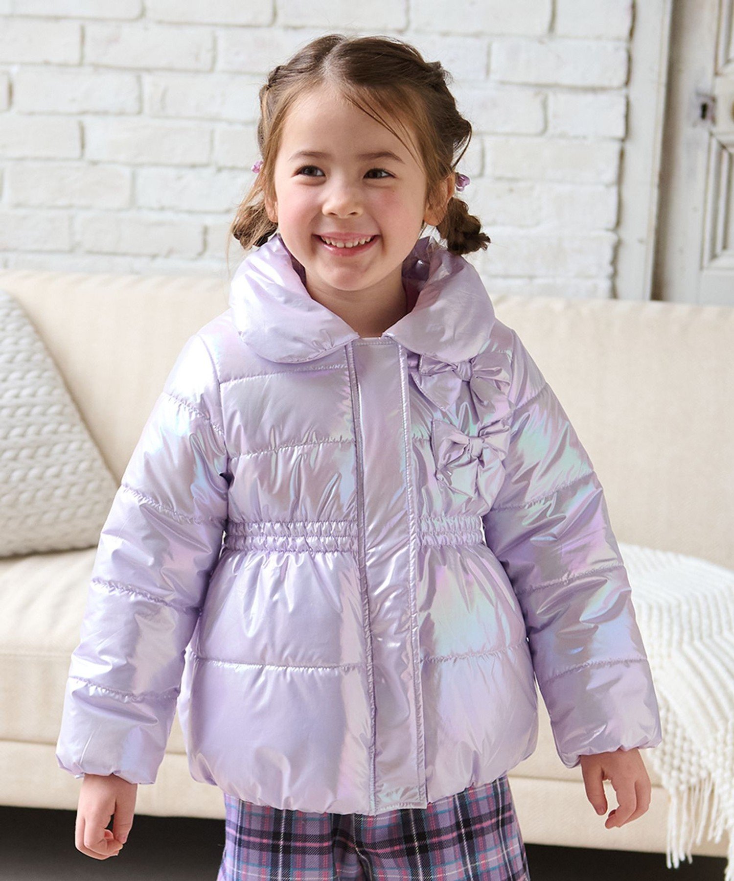 Пуховое пальто из флиса, напоминающего жемчуг ANY KIDS, Lavender Aurora [082]