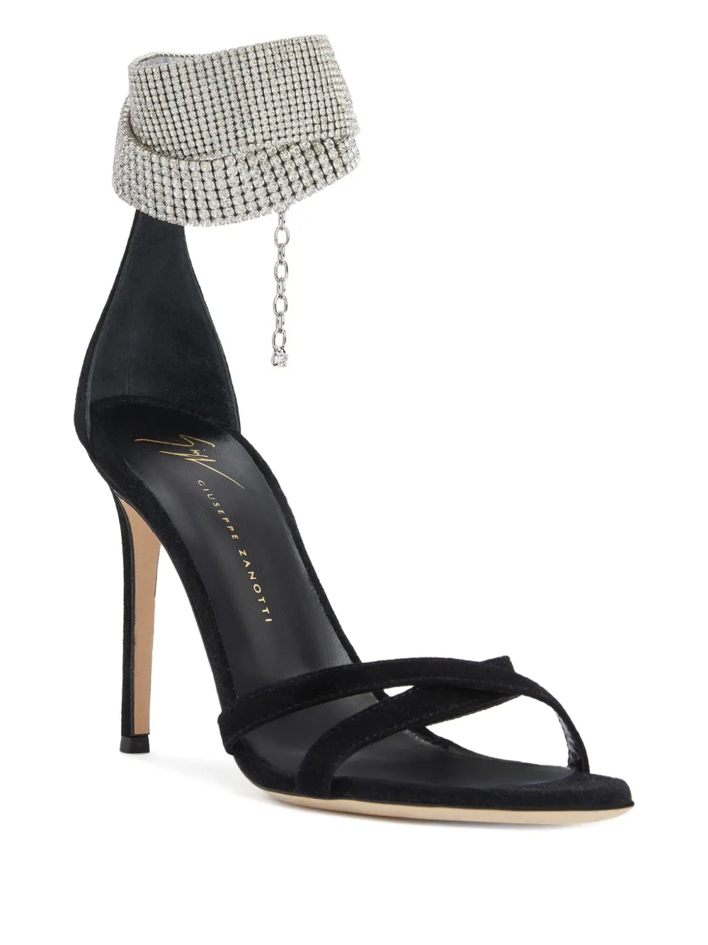 Босоножки Janell с кристаллами на каблуке 105 мм Giuseppe Zanotti, черный — фото 2