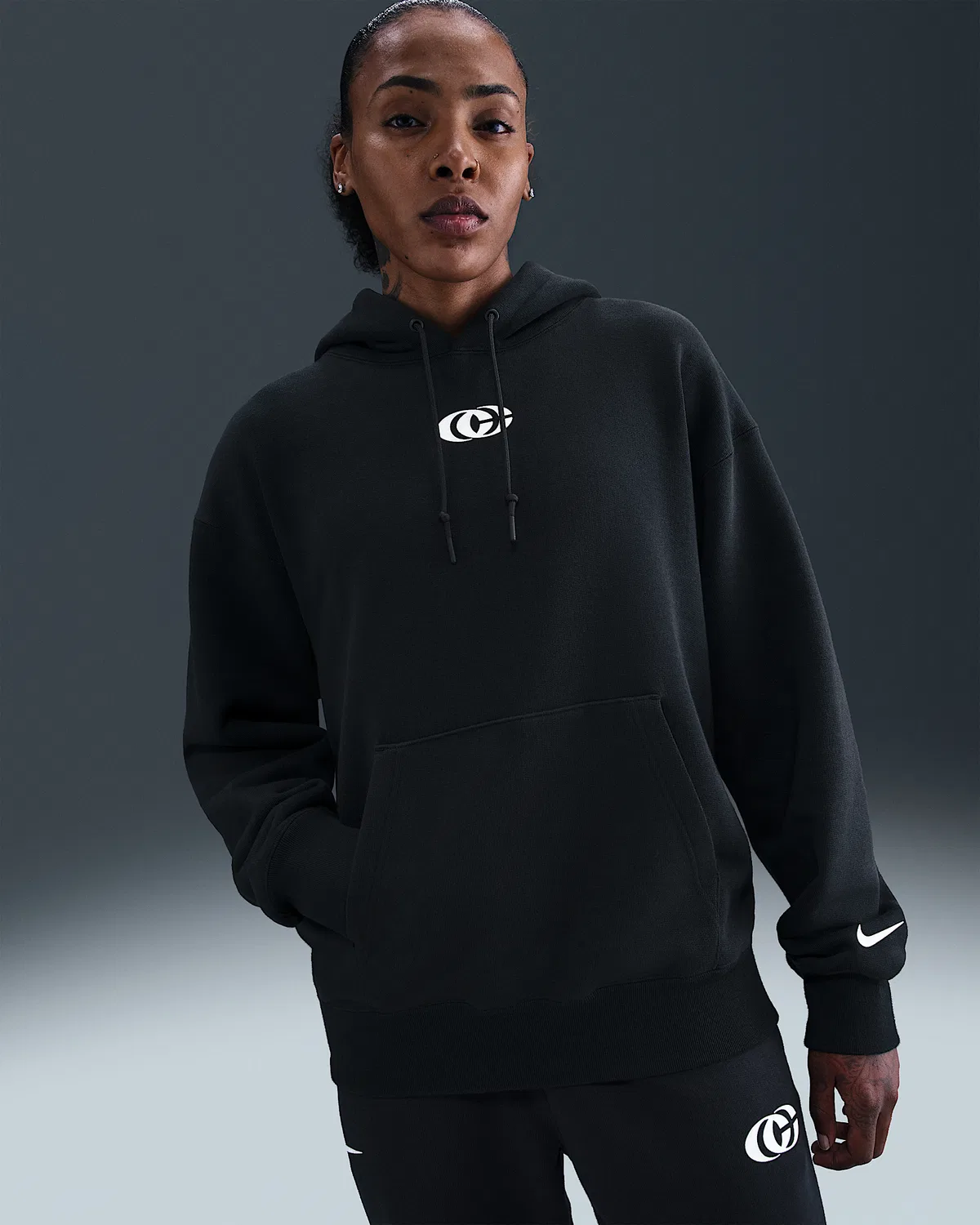 Nike Basketball Fleece Pullover Hoodie Caitlin Clark, Black/Sail — фото 2