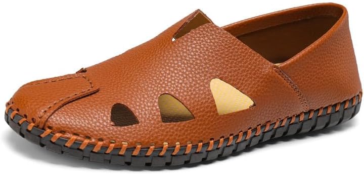 

Мужские лоферы из натуральной кожи с мягкой подошвой, противоскользящие водительские туфли, мягкие и легкие для ходьбы, модная повседневная обувь Asifn, коричневый