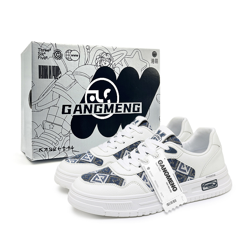 

Hong Kong Meng Скользоустойчивые дышащие низкие скейтерские кроссовки для мужчин с эффектом увеличения роста бело-голубые [в коробке], цвет White Blue[Box]