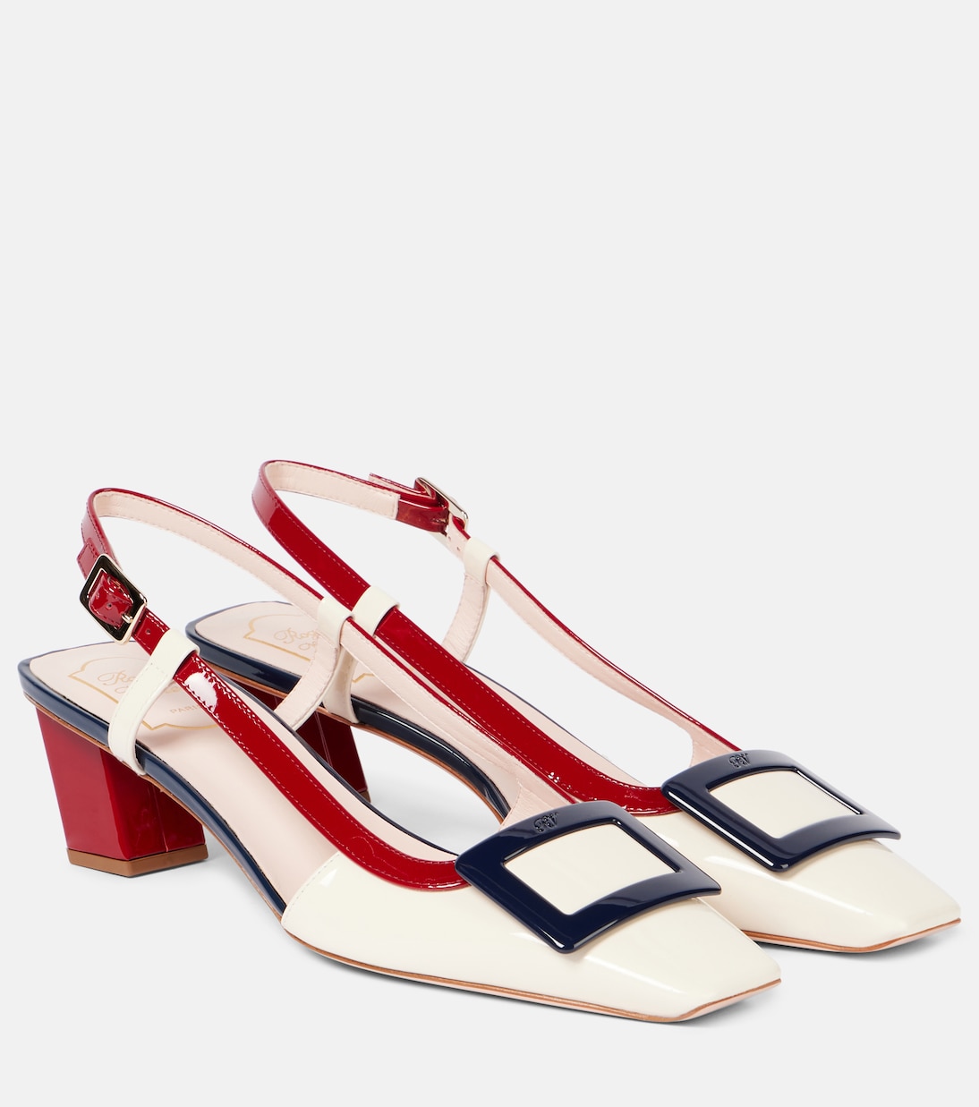 Балетки Belle Vivier 45 на ремешке из лаковой кожи Roger Vivier, Cire+Rubino Scuro