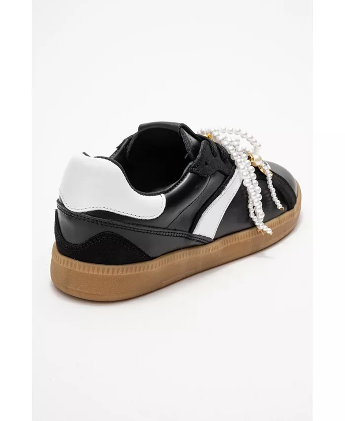 Кроссовки Taren Leather Pearl Buckle (женские) Forever & Always Shoes, черный — фото 4