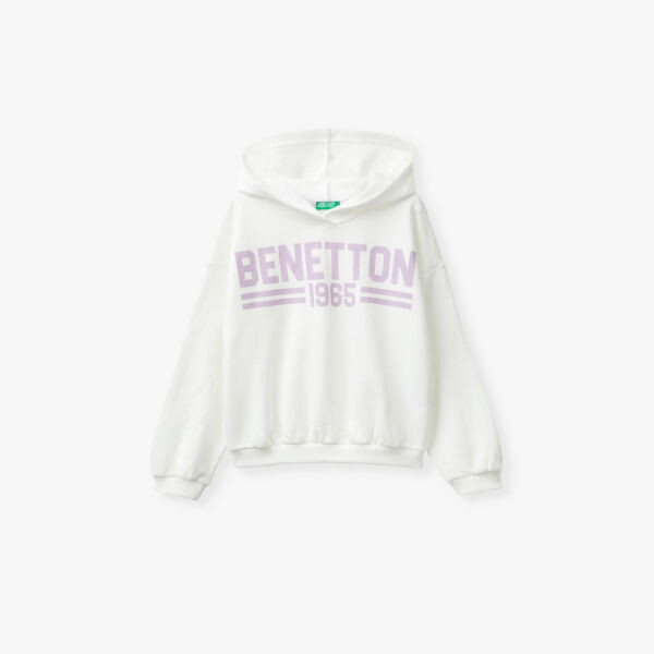 

Свободная хлопковая толстовка с логотипом 6-14 лет Benetton, белый