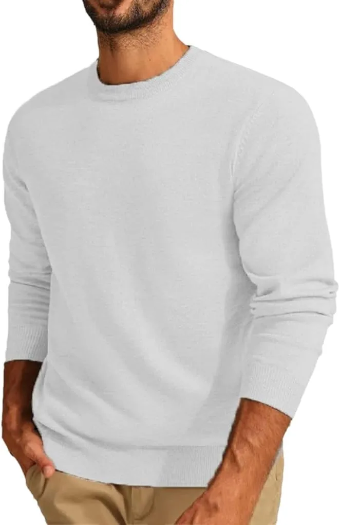 

Мужской легкий вязаный свитер с круглым вырезом