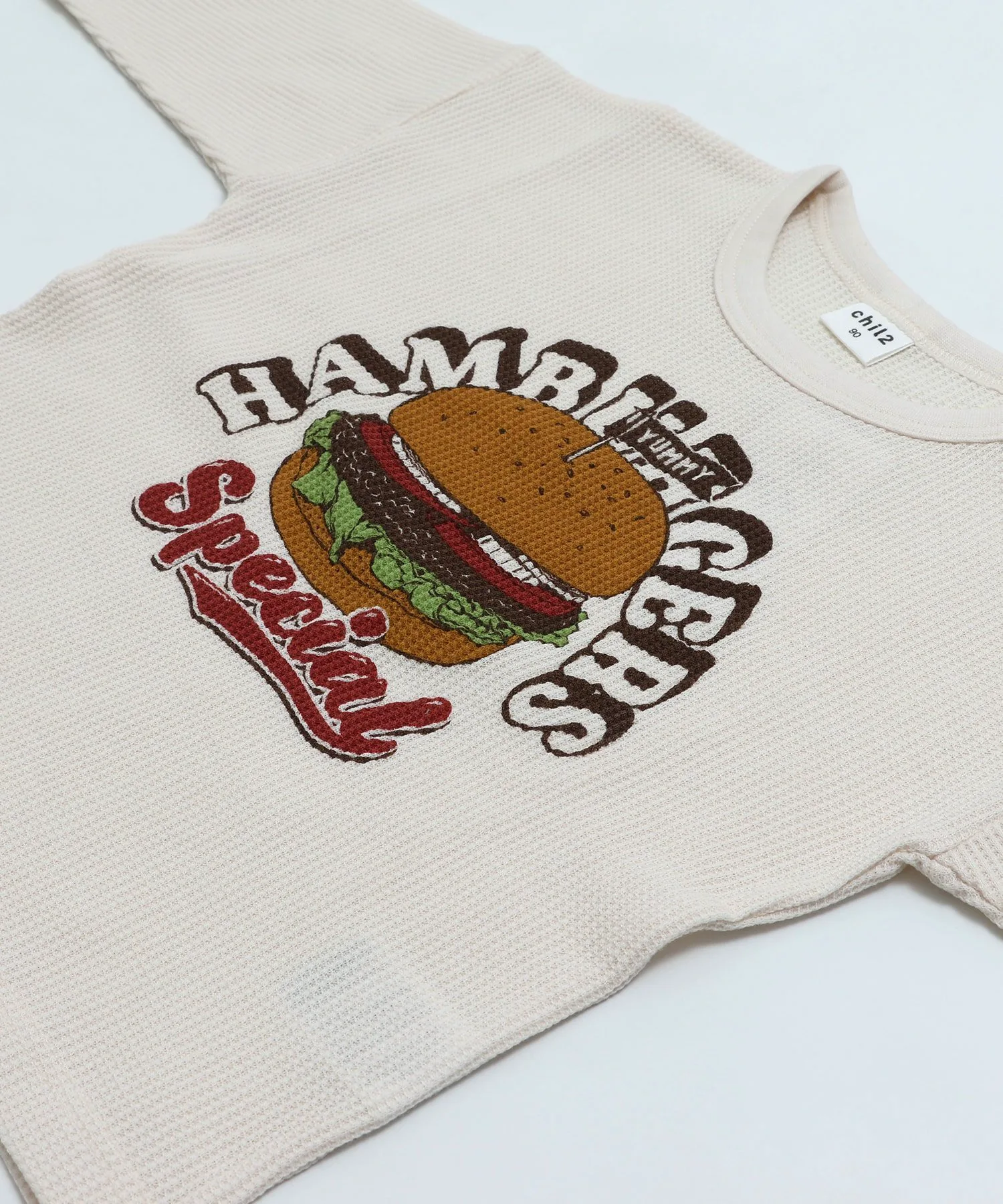 Футболка с длинными рукавами и вафельным принтом Chil2, E Burger/Cream — фото 2