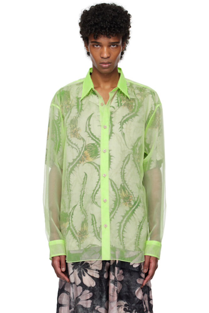 

Зеленая рубашка из органзы Dries Van Noten
