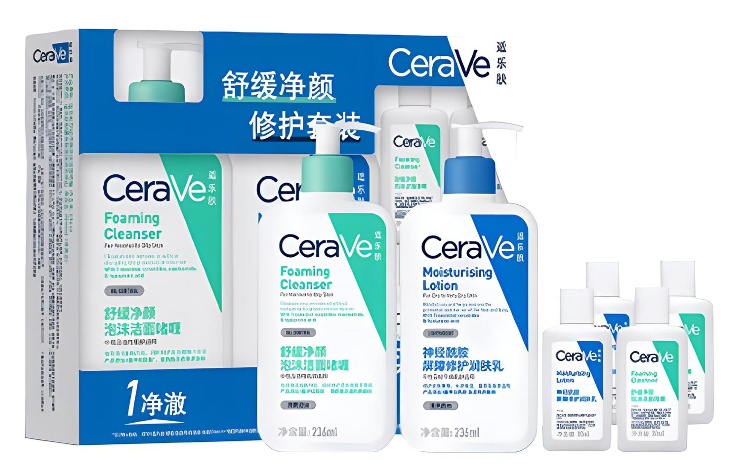 

Набор для ухода за кожей успокаивающий и осветляющий repairing cleaning 30ml*2+30ml*2+236ml+236ml CeraVe