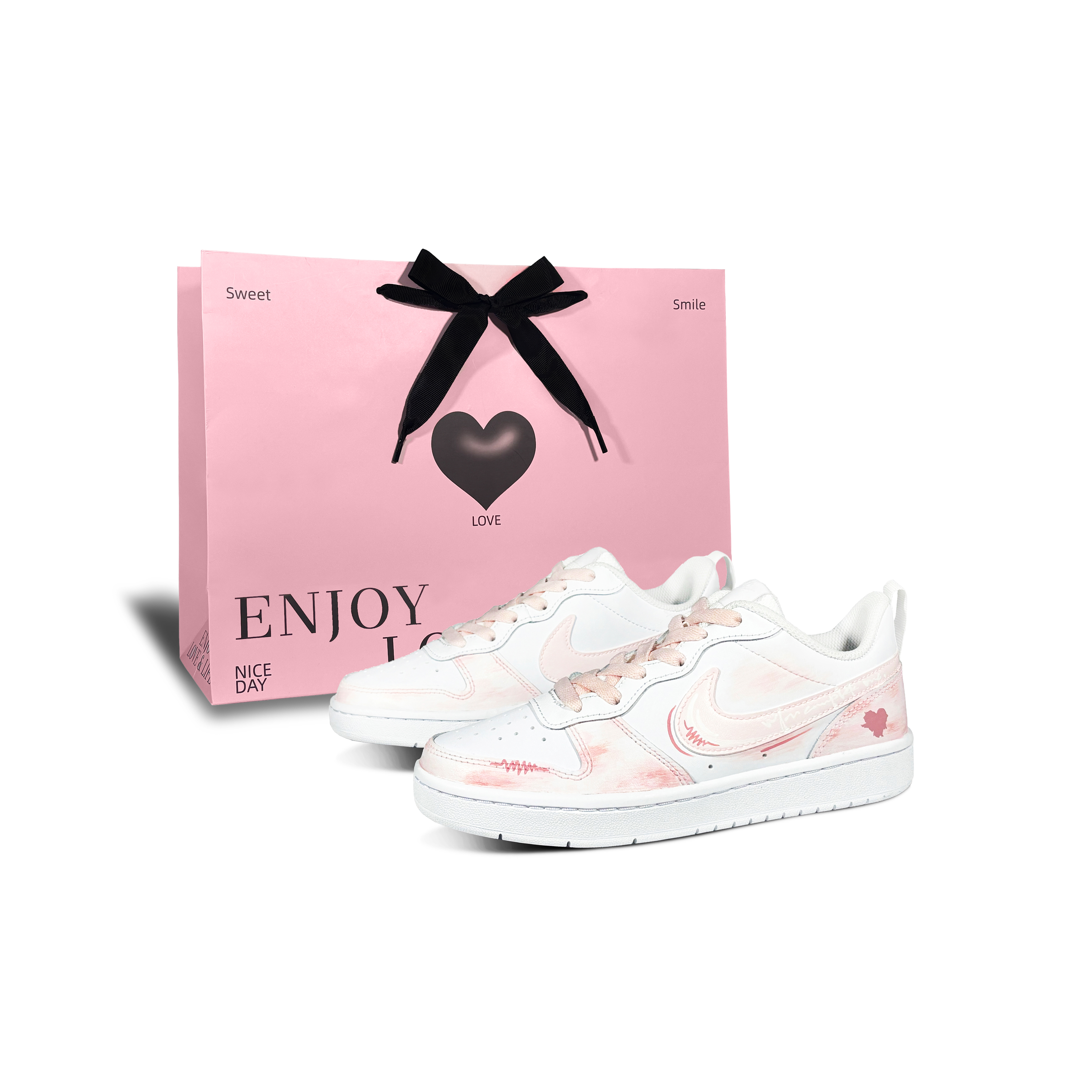 

Nike Детские кроссовки для скейтбординга Court Borough Cream Heart Low, розовые, белые, подростковые