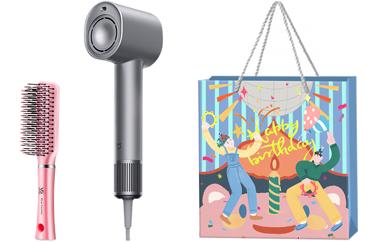 

Фен для волос Mi, Galaxy Gray Styling comb + birthday gift bag)