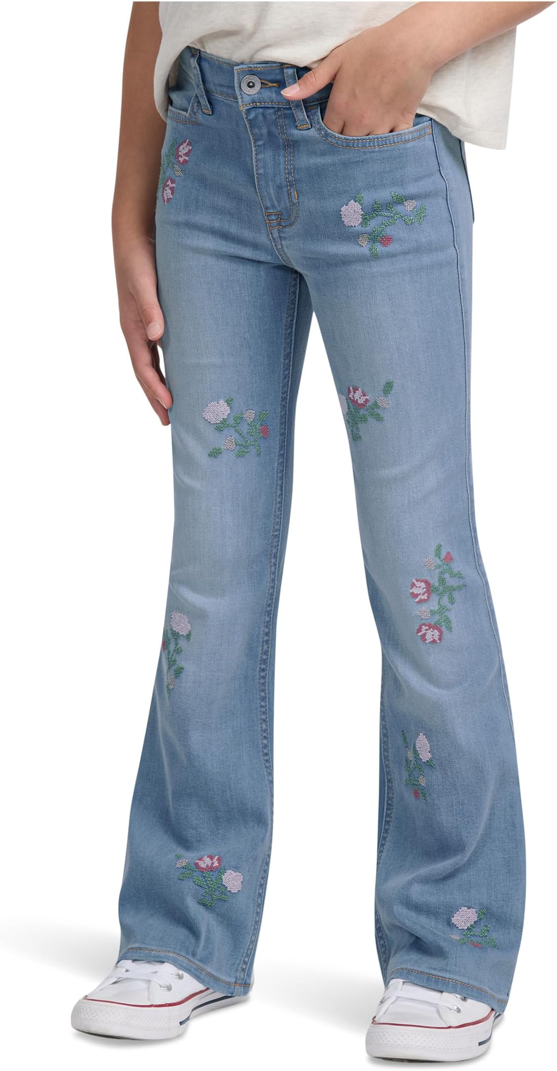 

Расклешенные джинсы с цветочным принтом и высокой талией abercrombie kids, Not A Ditsy